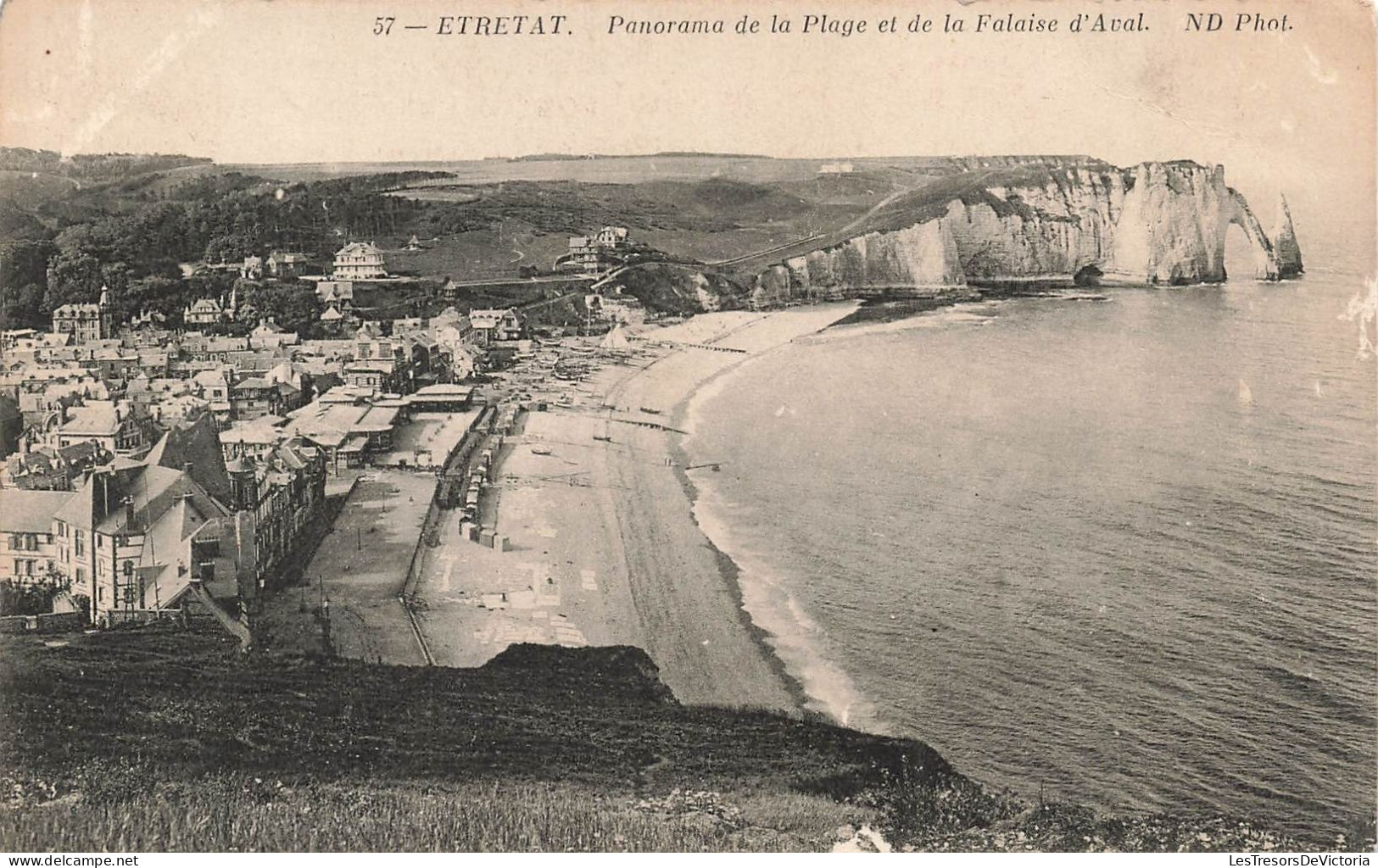 FRANCE - Etretat - Panorama De La Plage Et De La Falaise D'Aval - Carte Postale Ancienne - Other & Unclassified