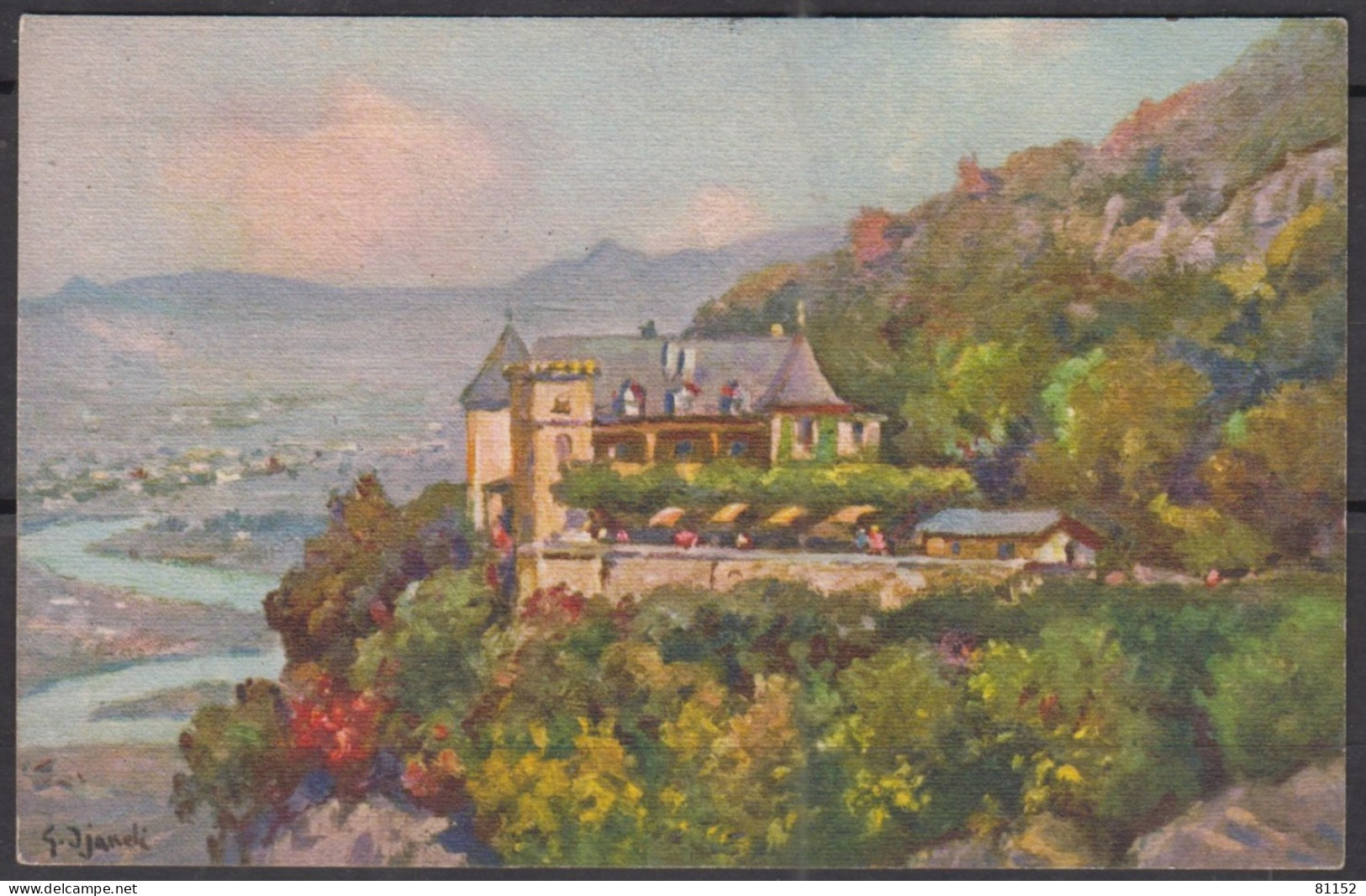 Flamme " POSTE AERIENNE " Sur CPA  " Chateau De Monnetier "  1933 Avec Guillaume Tell 20c Pour ANNECY - Postage Meters