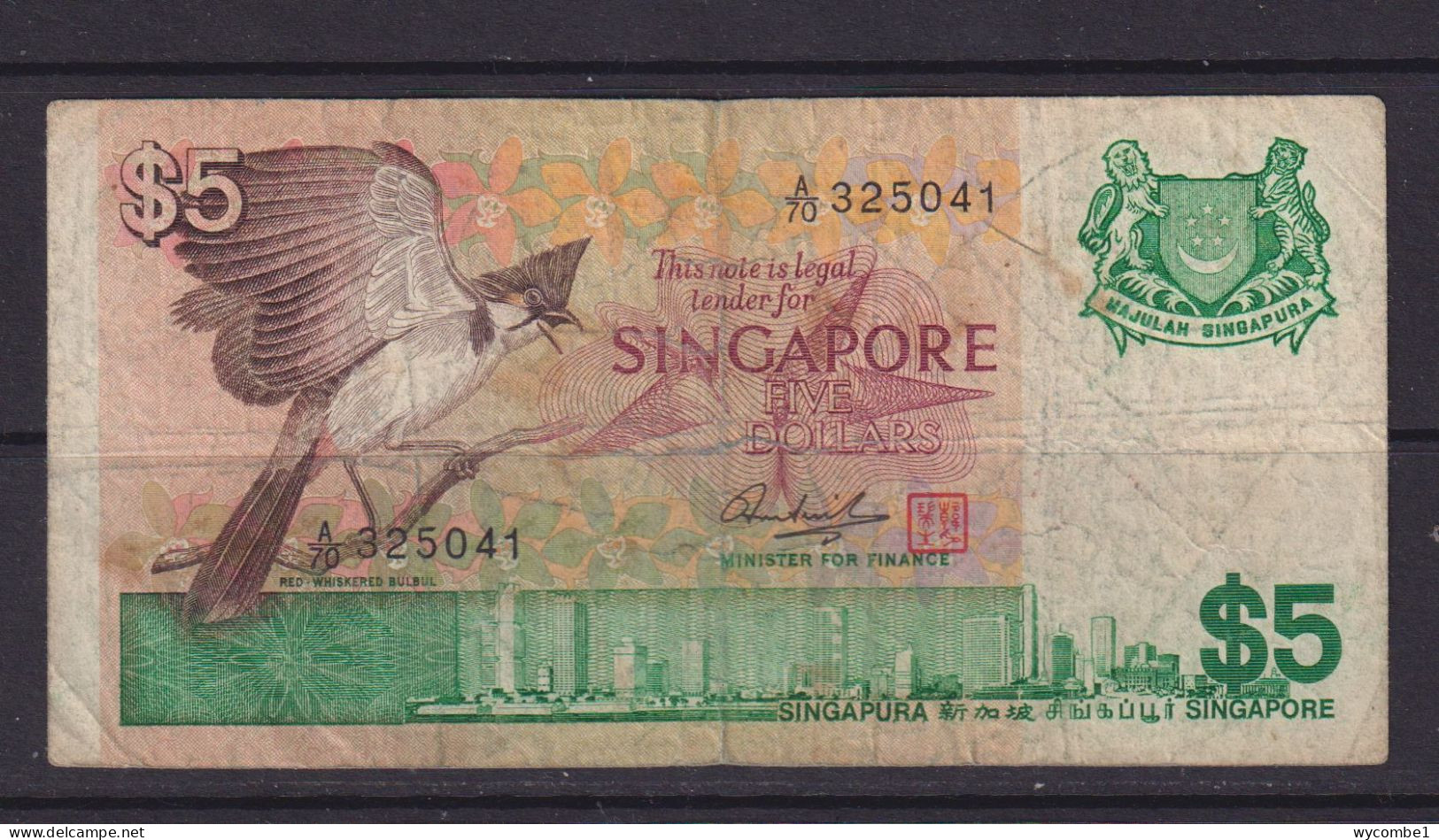 SINGAPORE -  1976 5 Dollars Circulated Banknote - Singapour