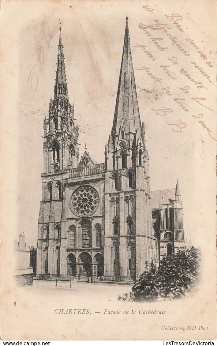 FRANCE - Chartres - Vue Générale De La Façade De La Cathédrale - Carte Postale Ancienne - Chartres