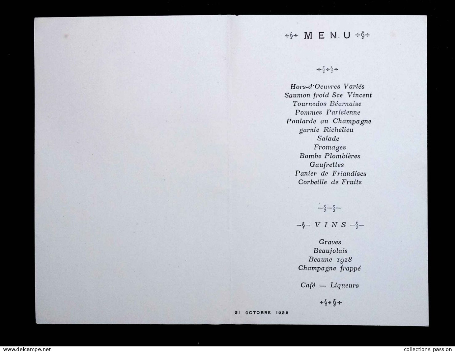 Menu, 1926, Hôtel LUTECIA, Paris, 160 X 105 Mm, 2 Scans, Frais Fr 1.65 E - Menus