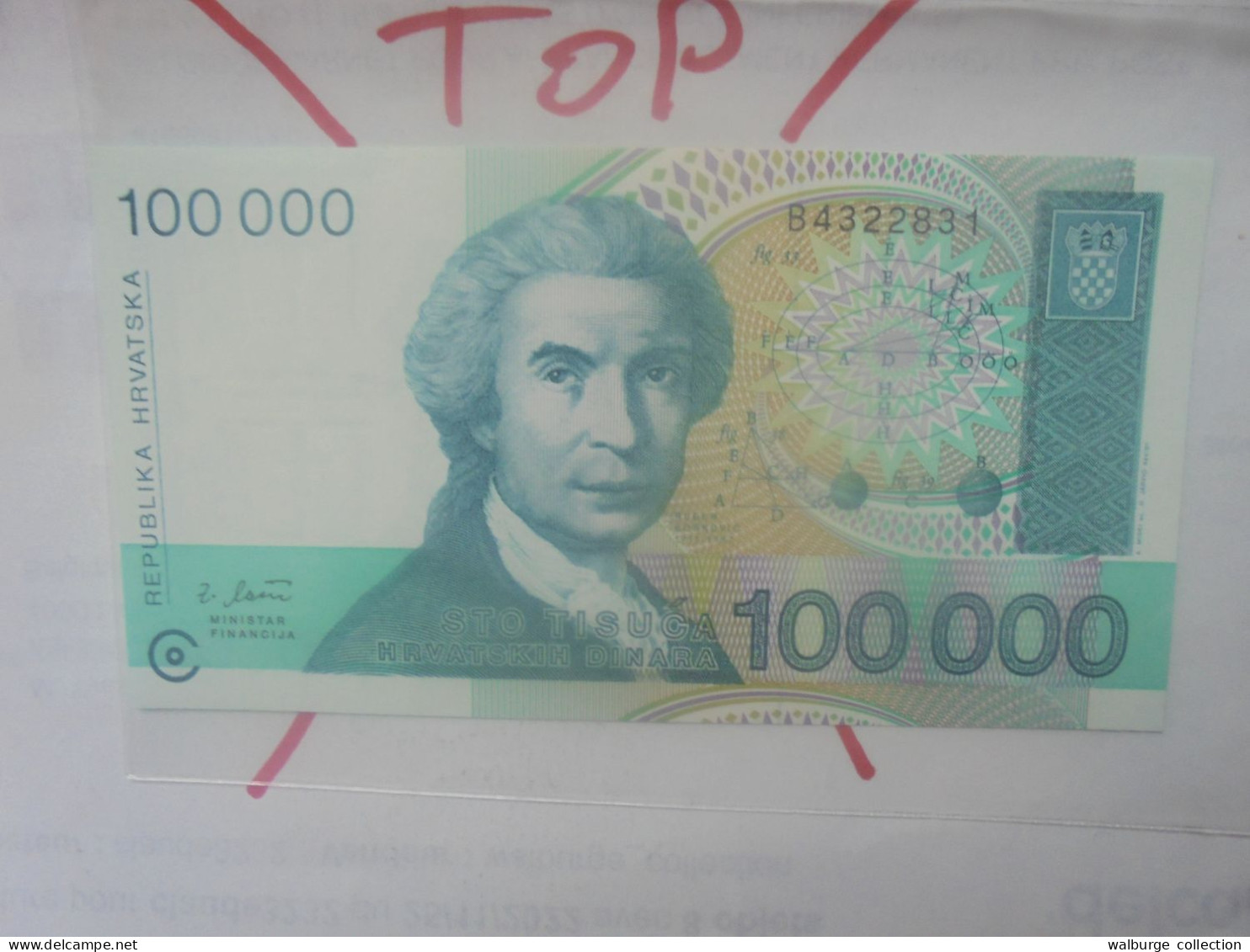 CROATIE 100.000 DINARA 1993 Neuf (B.32) - Croatie