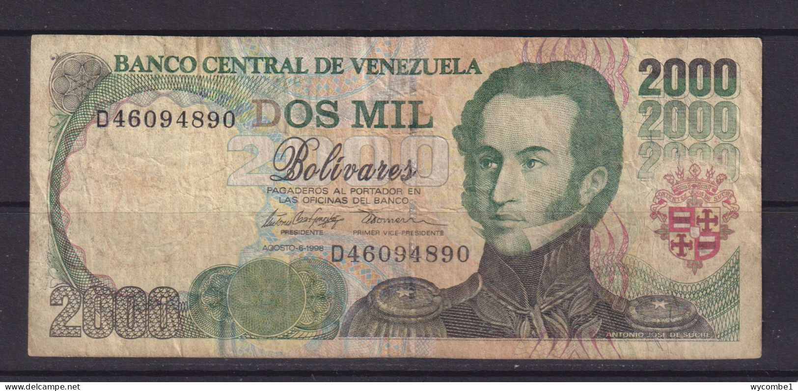 VENEZUELA -  1998 2000 Bolivares Circulated Banknote - Venezuela