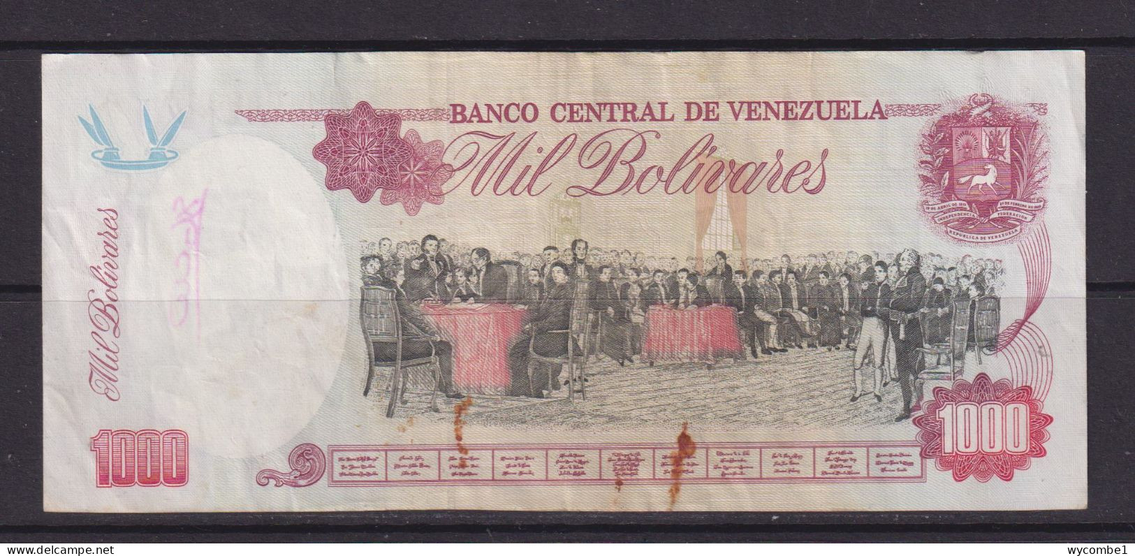 VENEZUELA -  1995 1000 Bolivares Circulated Banknote - Venezuela