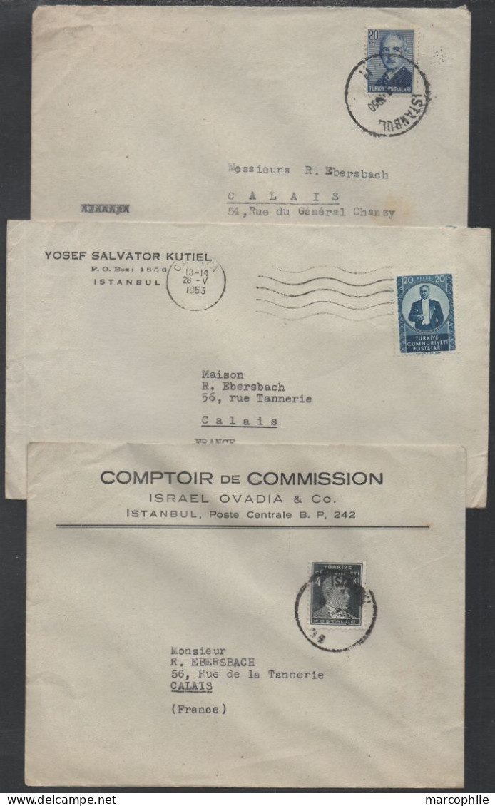 TURQUIE - TÜRKIYE / EARLY 1950's - 7  COVERS  ==> FRANCE / 2 SCANS (ref 5389) - Lettres & Documents