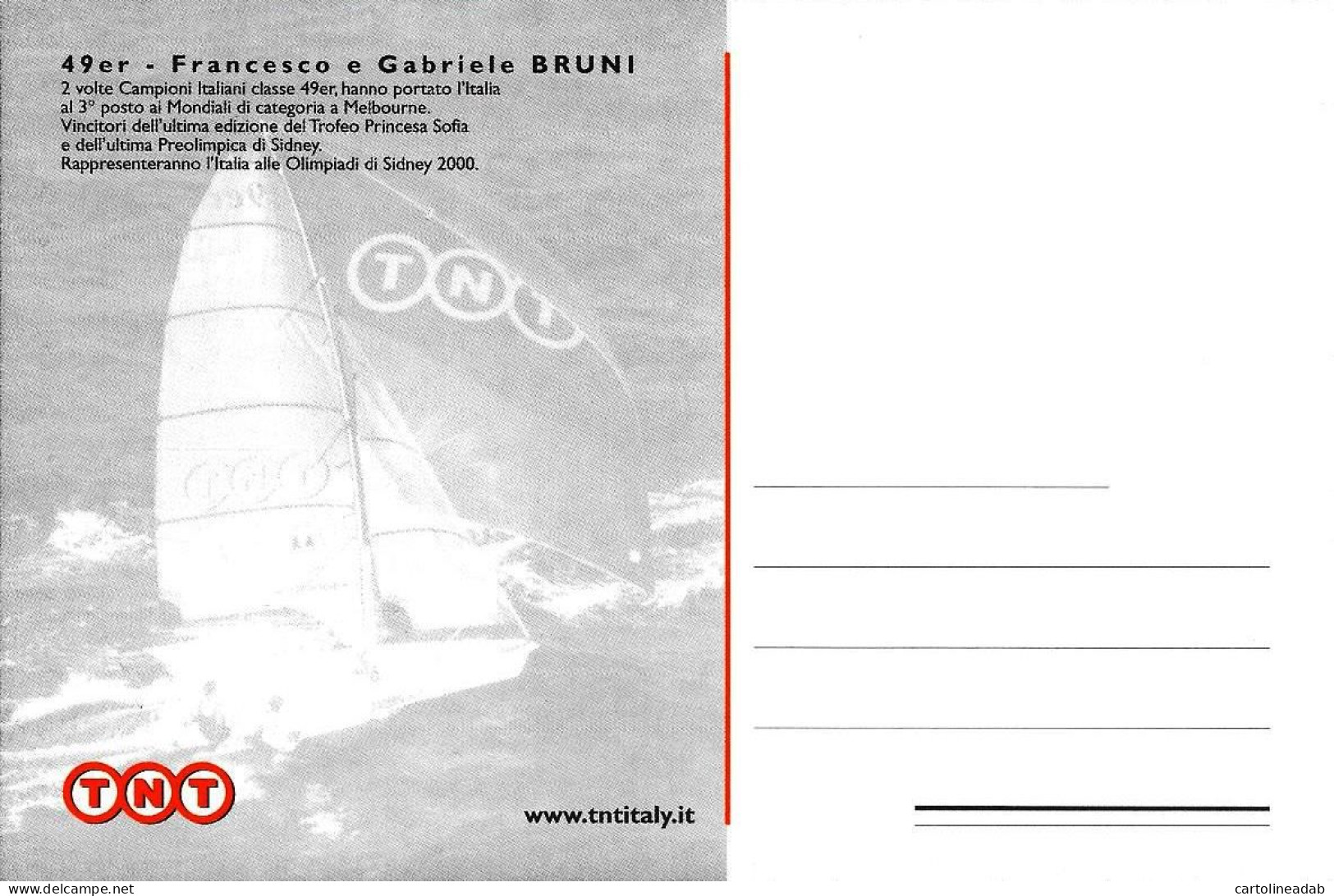 [MD8694] CPM - CLASSE 49ER - FRANCESCO E GABRIELE BRUNI - TNT - PERFETTA - Non Viaggiata - Sailing