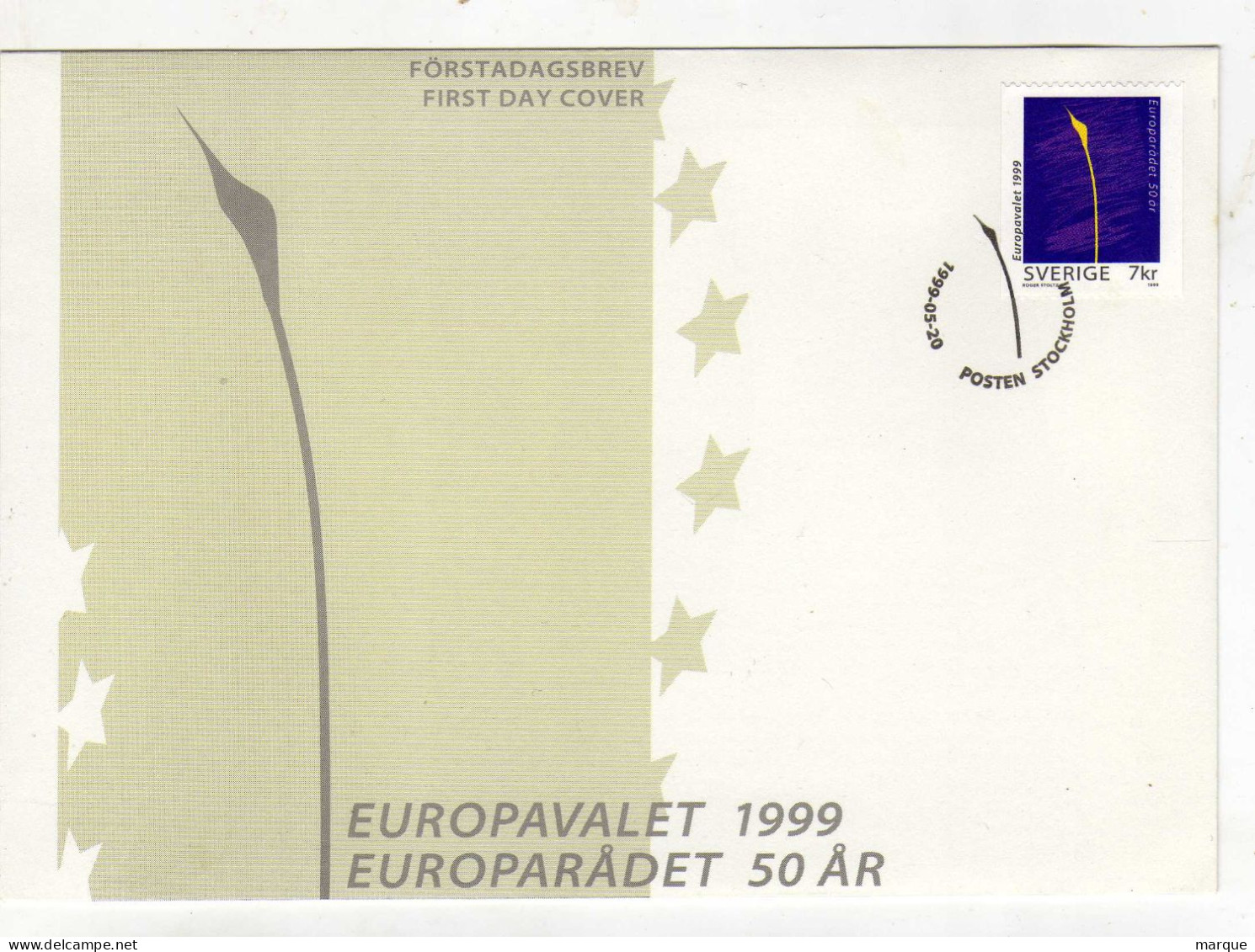 Enveloppe 1er Jour SUEDE SVERIGE Oblitération POSTEN STOCKHLOM 20/05/1999 - FDC