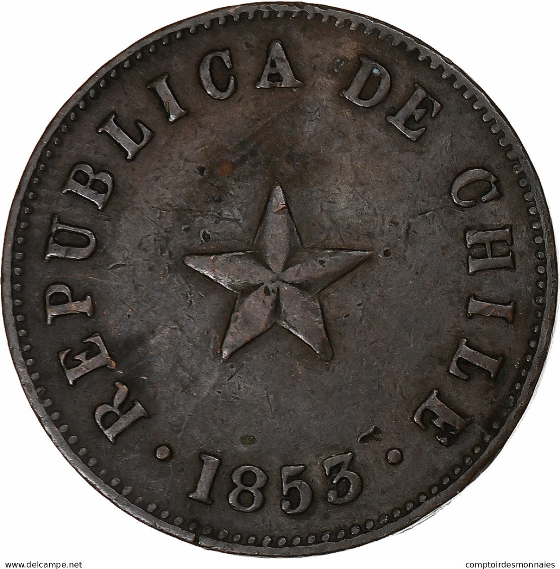 Chili, 1/2 Centavo, 1853, TTB, Cuivre, KM:126 - Chili
