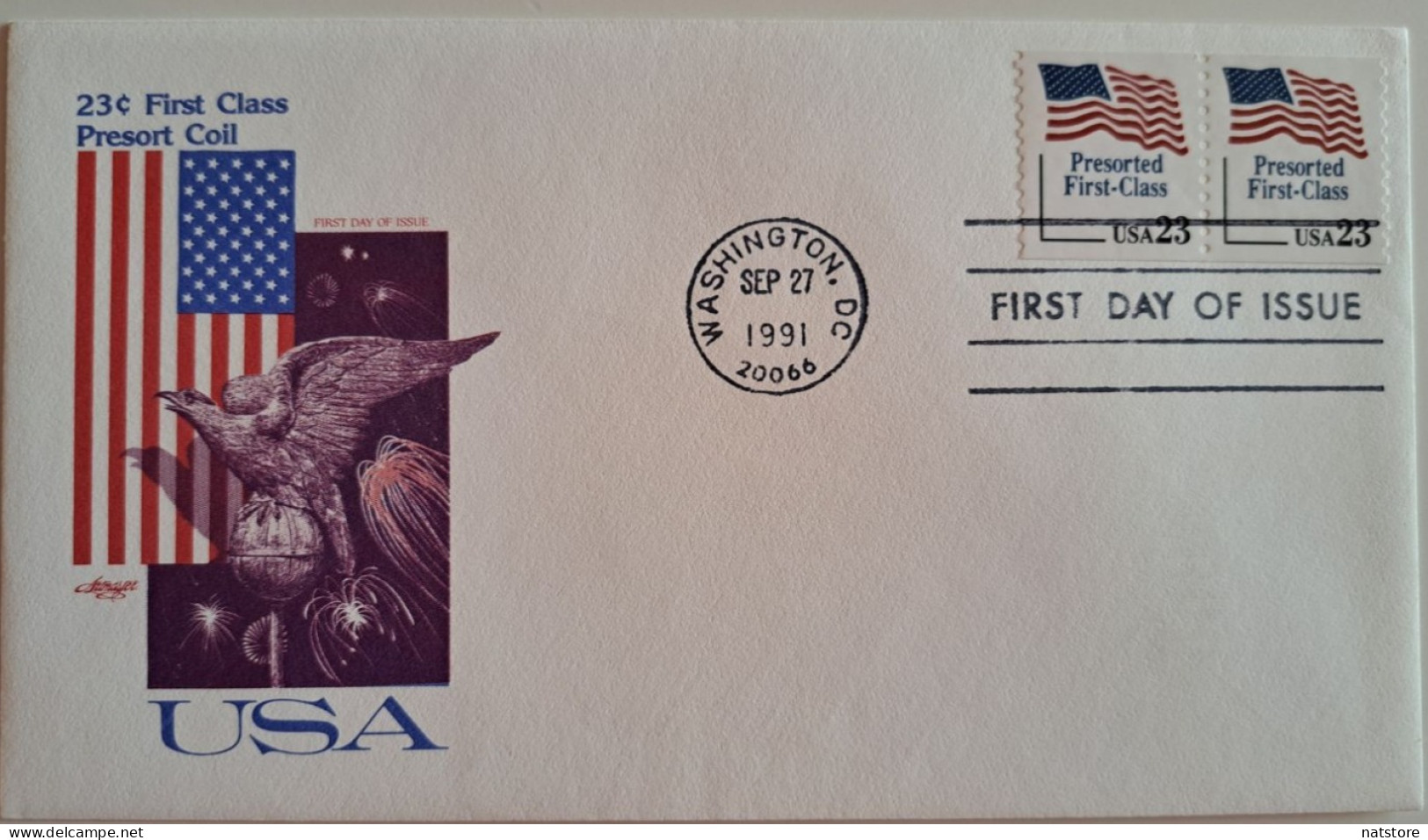 1991..USA.. FDC WITH STAMPS AND POSTMARKS..  Presorted First Class - Flag - 1991-2000