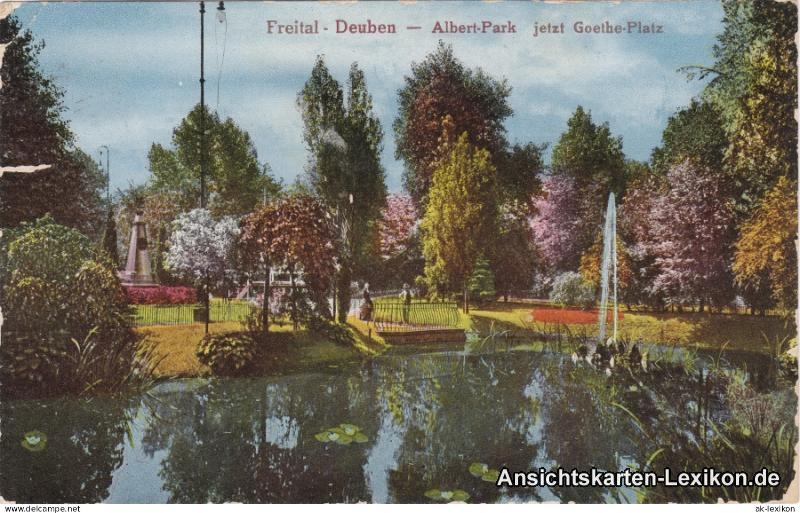 Ansichtskarte Deuben-Freital Albert-Park - Jetzt Goethe-Platz 1928  - Freital