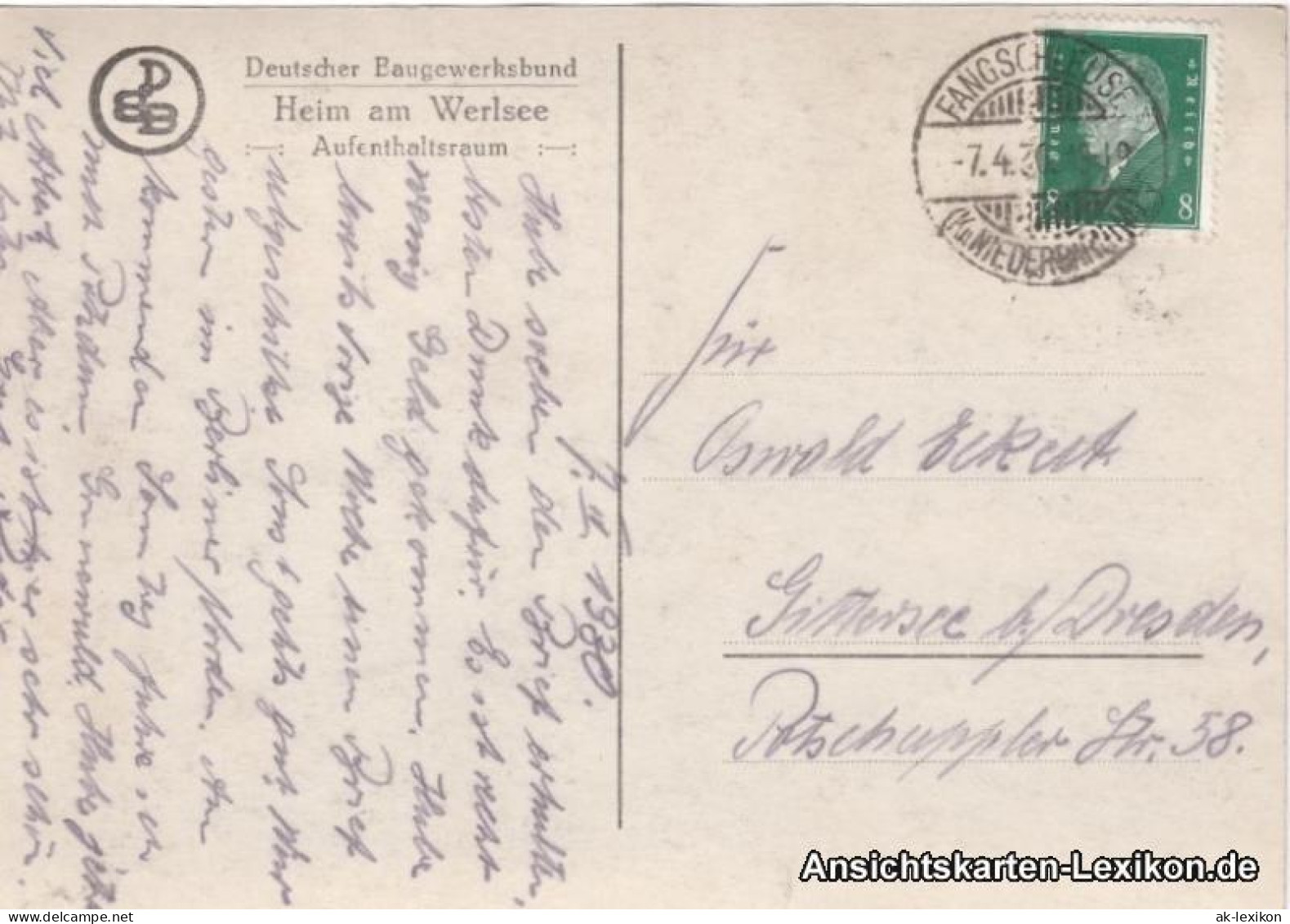 Ansichtskarte Grünheide (Mark) Aufenthaltsraum - Heim Am Werlsee 1930 - Gruenheide