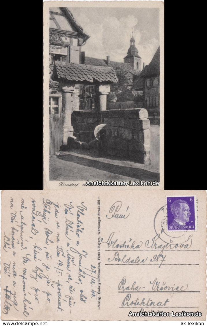 Ansichtskarte Zirndorf Blick Auf Den Zierbrunnen Und Kirche 1943  - Zirndorf