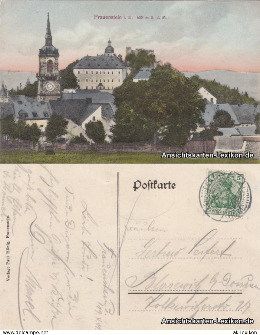 Ansichtskarte Frauenstein (Erzgebirge) Totale Mit Kirche 1911  - Frauenstein (Erzgeb.)