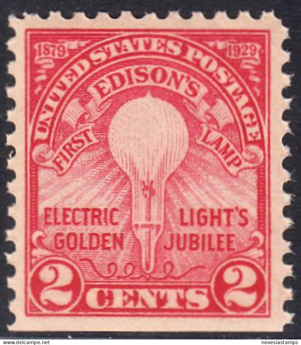 !a! USA Sc# 0655 MNH SINGLE (bottom Side Cut / A2) - Electric Lights Golden Jubilee - Neufs