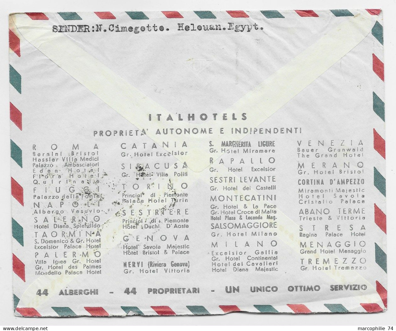 EGYPTE PA 10M+10M+40M LETTRE COVER AIR MAIL HELOUAN 1956 TO GERMANY - Cartas & Documentos