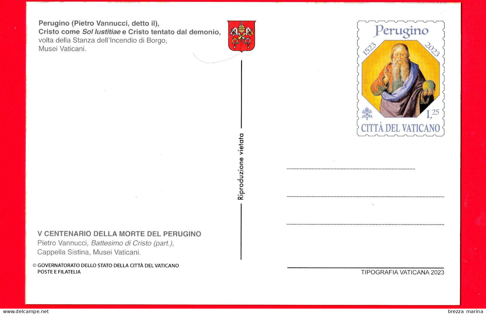 Nuovo - MNH - VATICANO - 2023 - Cartolina Postale – 500 Anni Della Morte Di Pietro Vannucci, In Arte Perugino – 8.20 - Ganzsachen