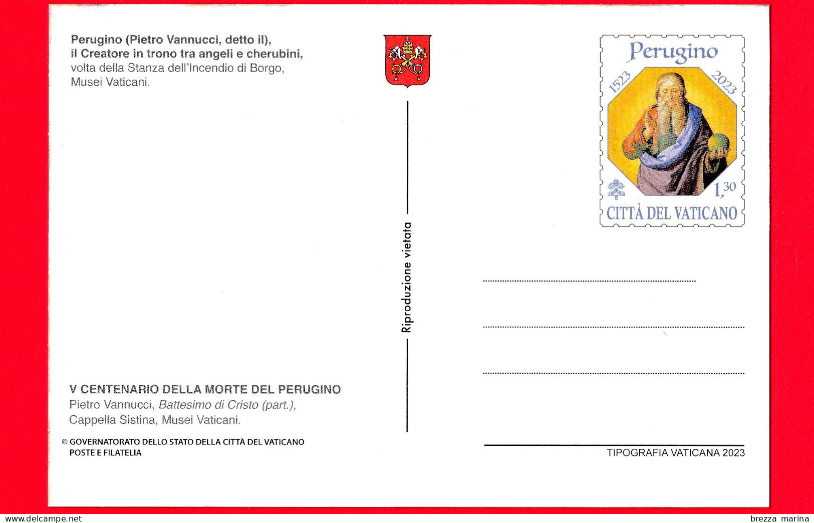 Nuovo - MNH - VATICANO - 2023 - Cartolina Postale – 500 Anni Della Morte Di Pietro Vannucci, In Arte Perugino – 8.20 - Entiers Postaux