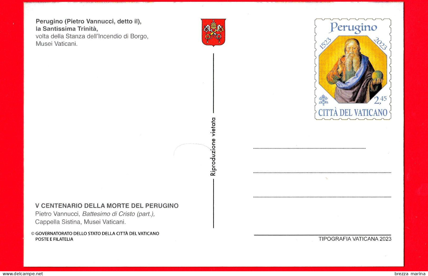 Nuovo - MNH - VATICANO - 2023 - Cartolina postale – 500 anni della morte di Pietro Vannucci, in arte Perugino – 8.20