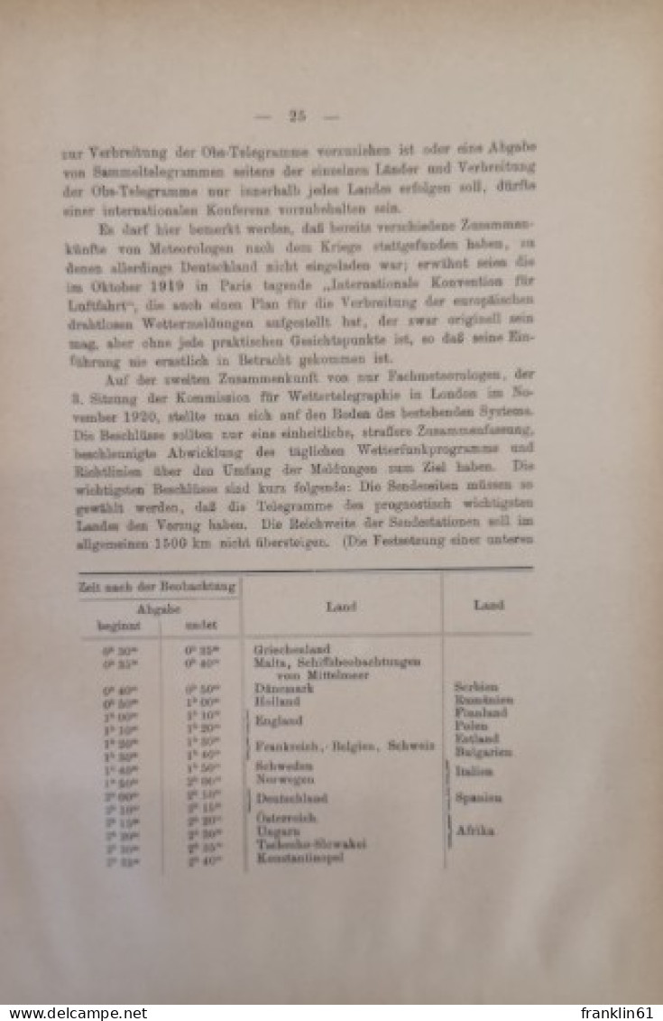 Der Funktelegraphische Wetter- Und Zeitzeichendienst. - Otros & Sin Clasificación