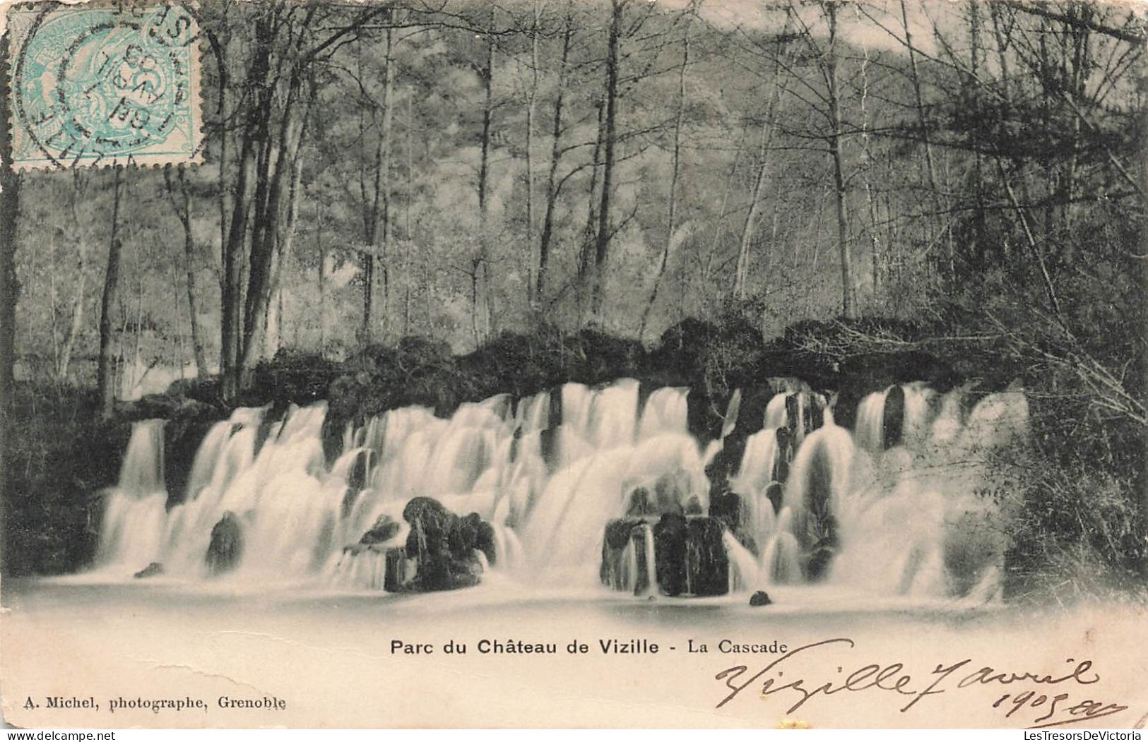 FRANCE - Vizille - Vue Sur Le Parc Du Château De Vizille - La Cascade - Carte Postale Ancienne - Vizille