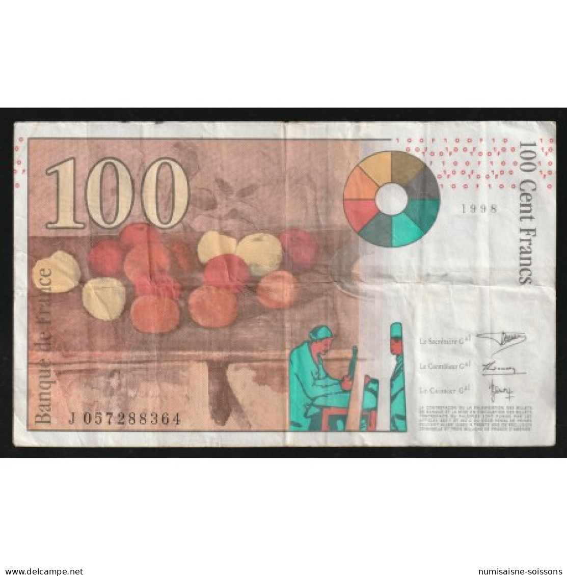 FAY 74/02 - 100 FRANCS CEZANNE - 1998 - J - PICK 158 - TTB+ - 100 F 1997-1998 ''Cézanne''