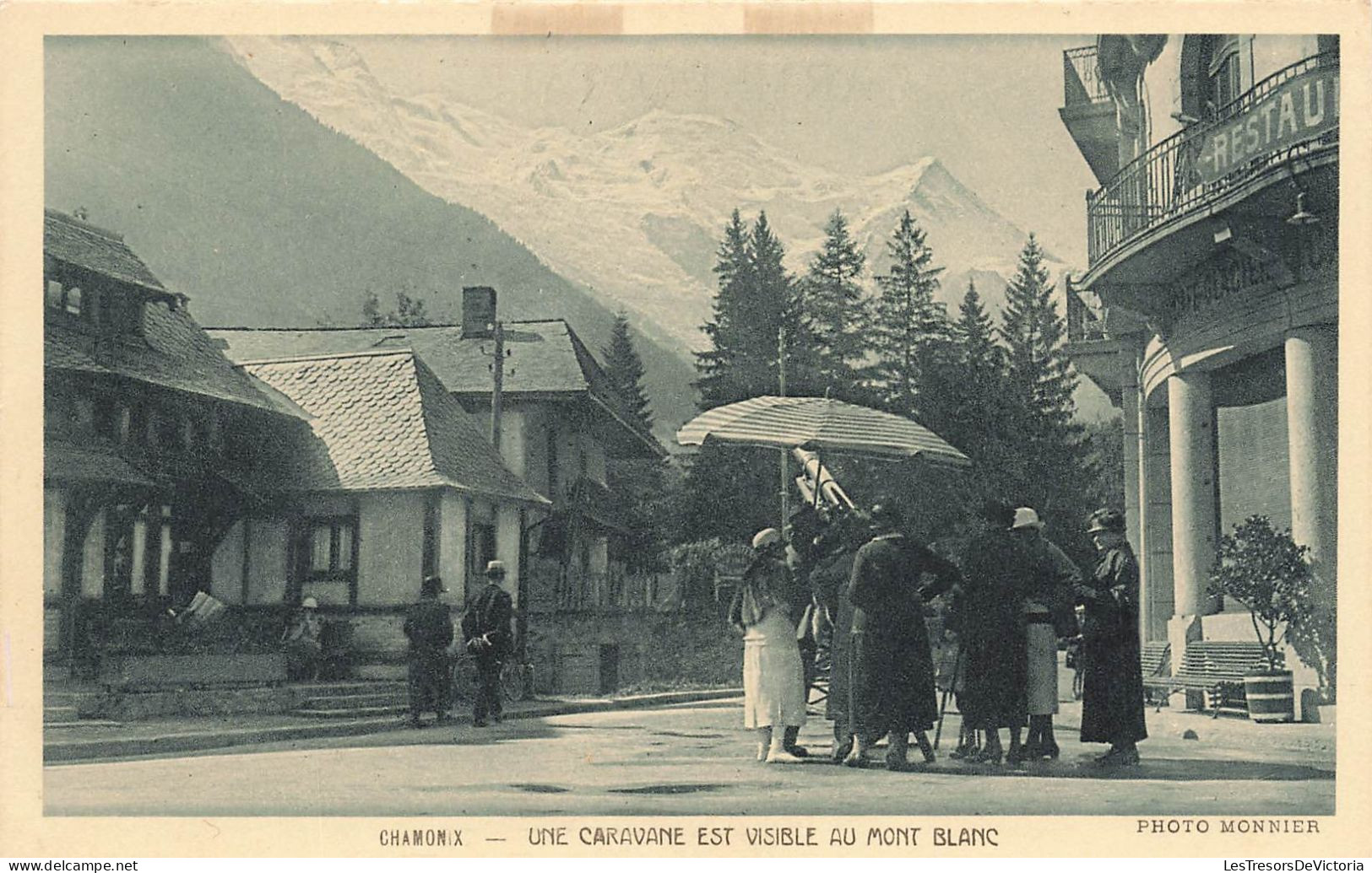 FRANCE - Chamonix - Une Caravane Est Visible Au Mont Blanc - Animé - Carte Postale Ancienne - Chamonix-Mont-Blanc