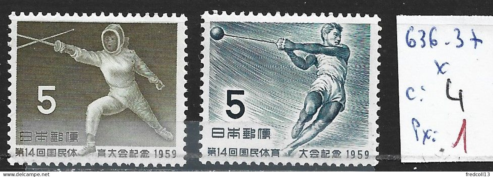 JAPON 636-37 * Côte 4 € - Unused Stamps