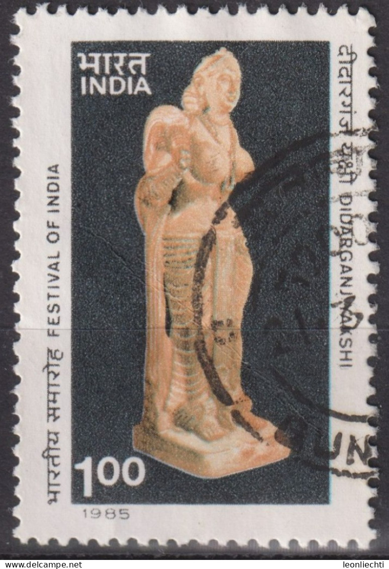 1985 Indien ° Mi:IN 1024, Sn:IN 1091, Yt:IN 841, Statue Of Didarganj Yakshi (Deity), Festival Of India - Usati