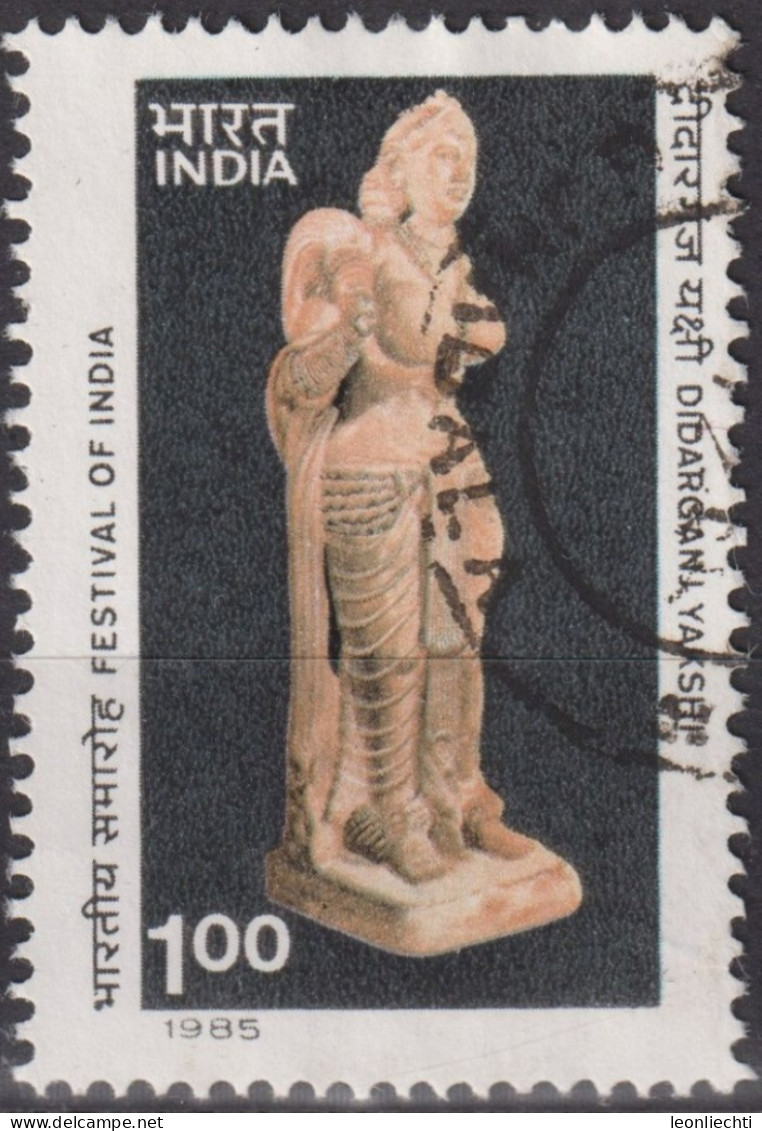 1985 Indien ° Mi:IN 1024, Sn:IN 1091, Yt:IN 841, Statue Of Didarganj Yakshi (Deity), Festival Of India - Oblitérés