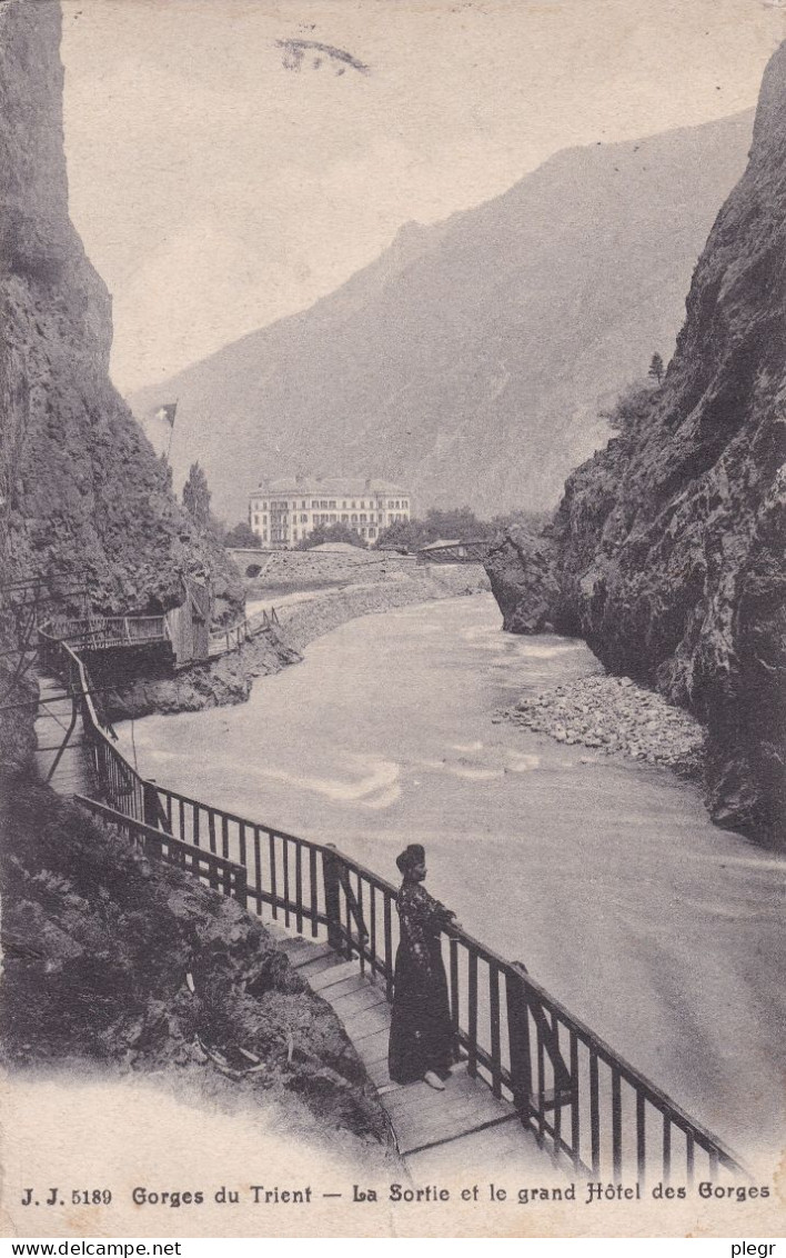 CHEVS 01 04 - GORGES DU TRIENT - LA SORTIE ET LE GRAND HÔTEL DES GORGES - Trient