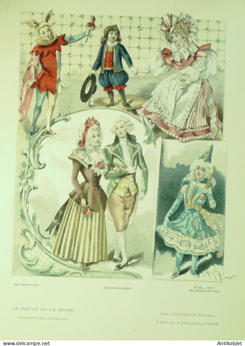 Gravure De Mode Revue De La Mode Gazette 1899 N°53 Travestissements (Costumes D'enfants) - Avant 1900