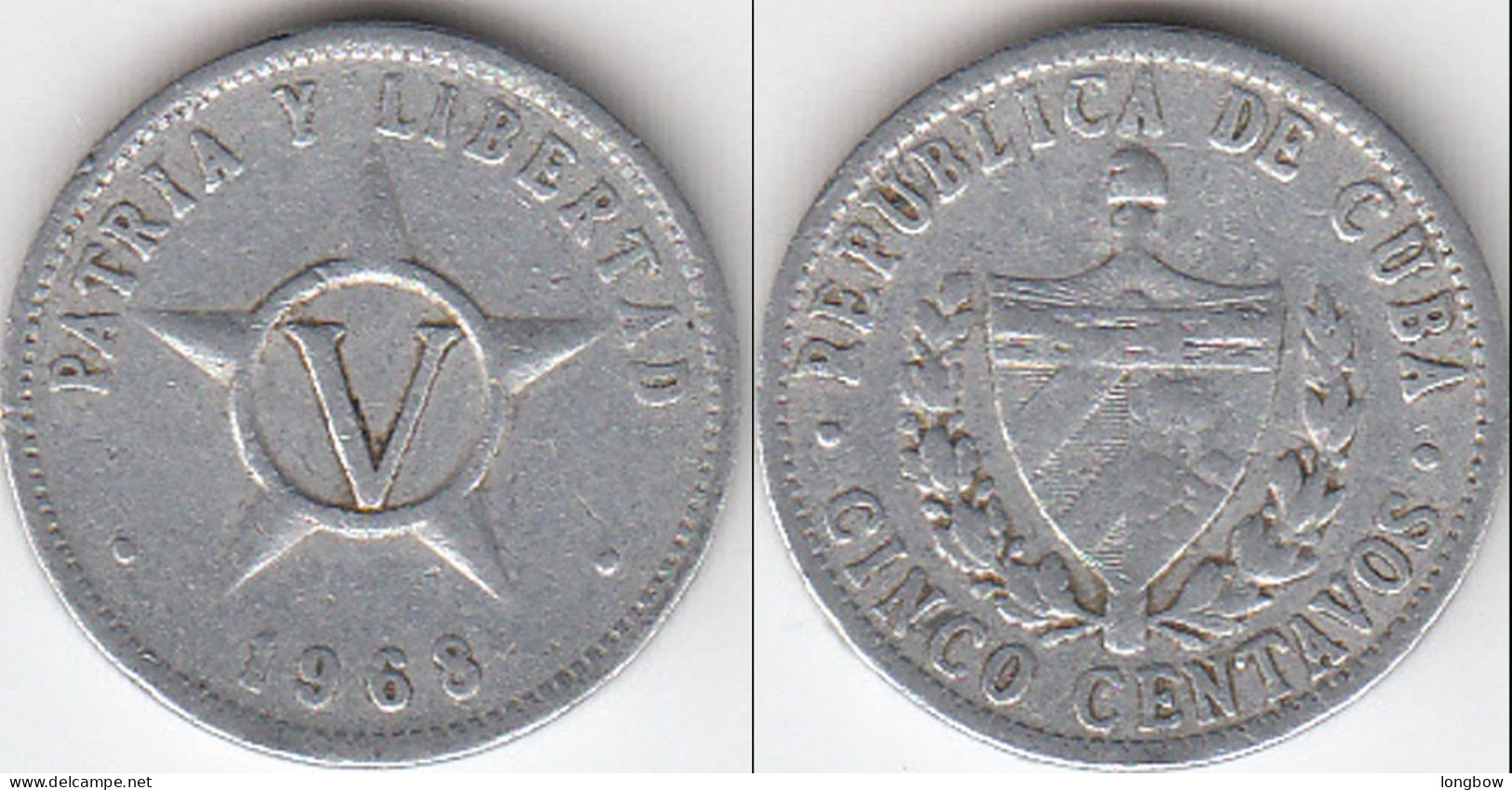 CUBA 5 Centavos 1968 KM#34 - Used - Kuba