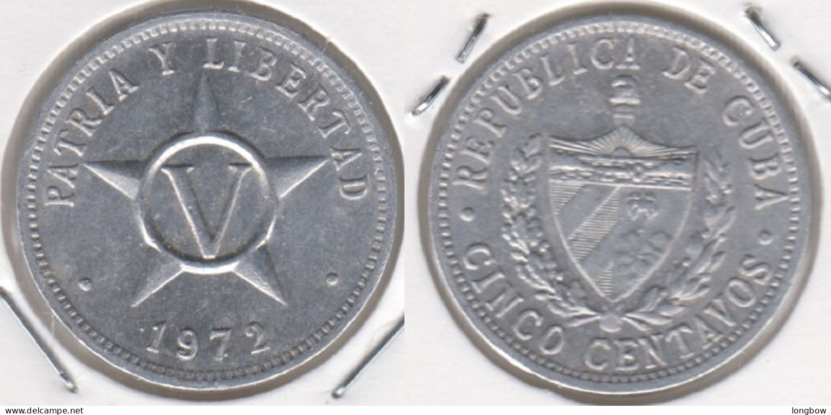 CUBA 5 Centavos 1972 KM#34 - Used - Cuba