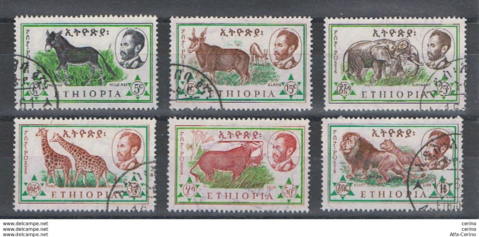 ETIOPIA:  1961  FAUNA  -  S. CPL. 6  VAL. US. -  YV/TELL. 171/75 - Etiopia