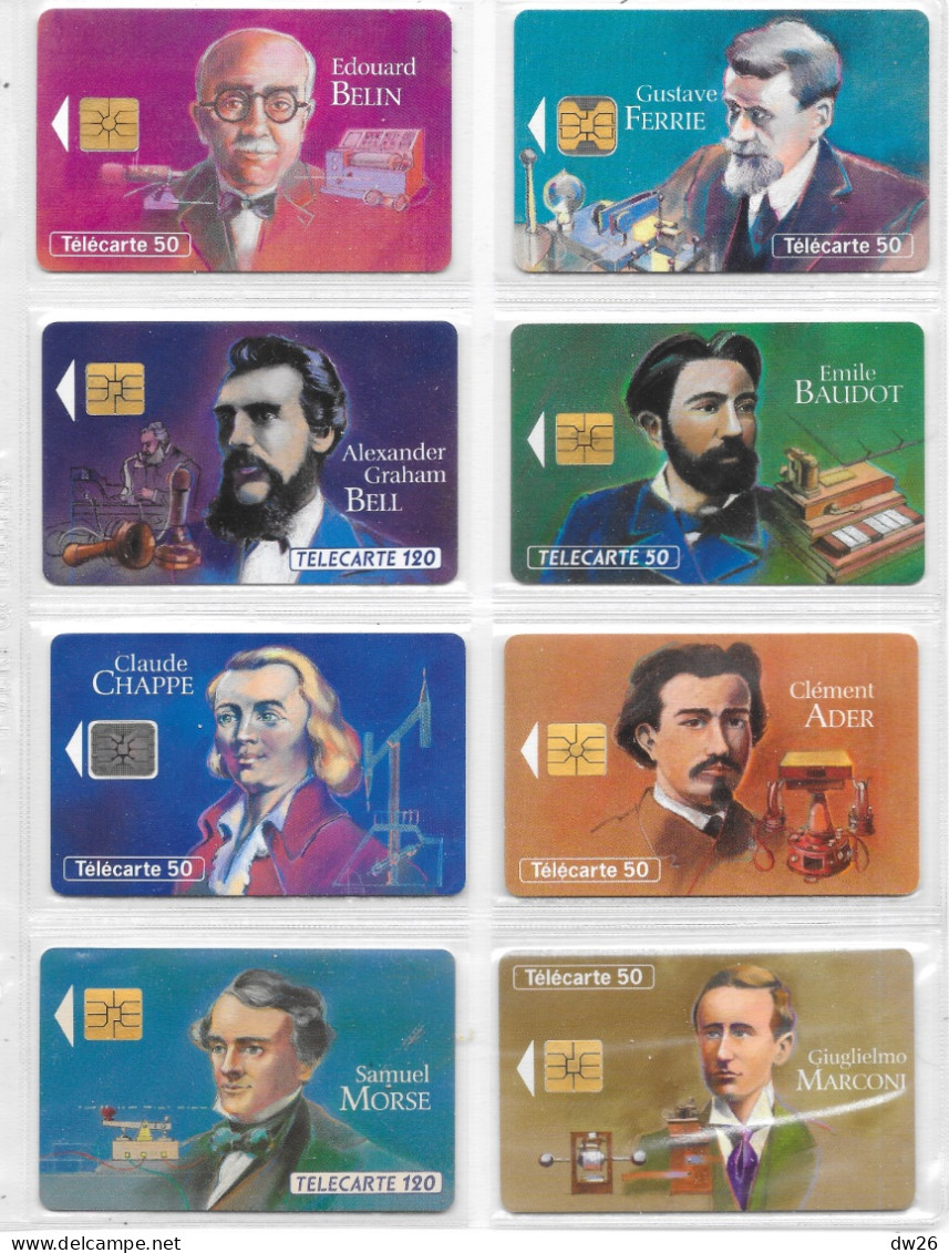 Collection: Les Grandes Figures Des Télécommunications - Lot De 8 Cartes (Bell, Marconi, Chappe, Morse, Ader...) - Collections