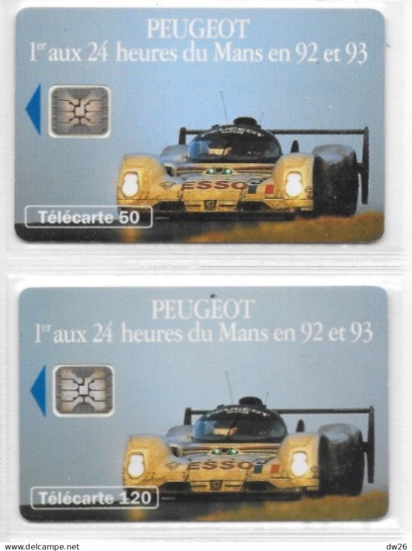 Sport Automobile - Peugeot 1er Aux 24 Heures Du Mans 92 Et 93 - Lot De 2 Télécartes 50 Et 120 - Collection 1 - Sport