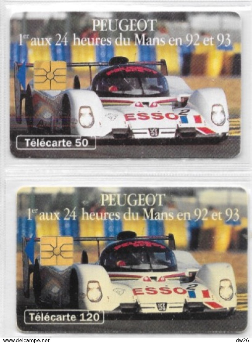 Sport Automobile - Peugeot 1er Aux 24 Heures Du Mans 92 Et 93 - Lot De 2 Télécartes 50 Et 120 - Collection 1 - Sport