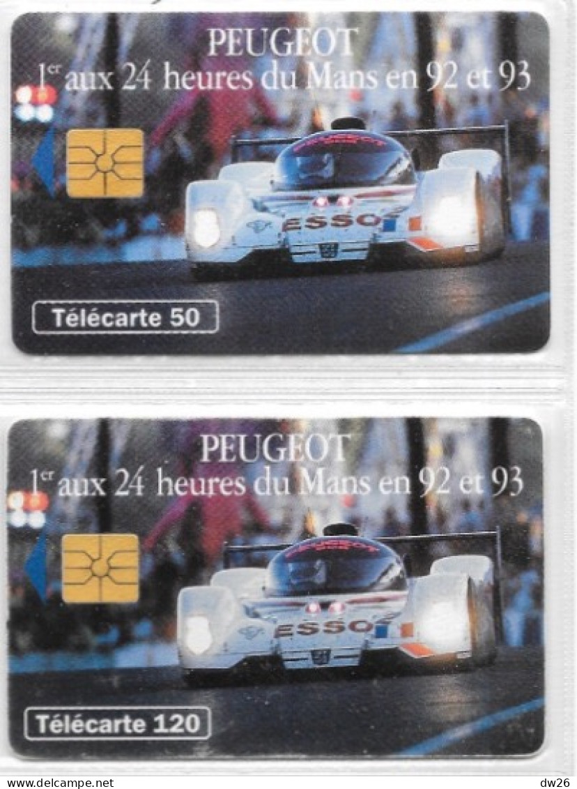 Sport Automobile - Peugeot 1er Aux 24 Heures Du Mans 92 Et 93 - Lot De 2 Télécartes 50 Et 120 - Collection 1 - Sport