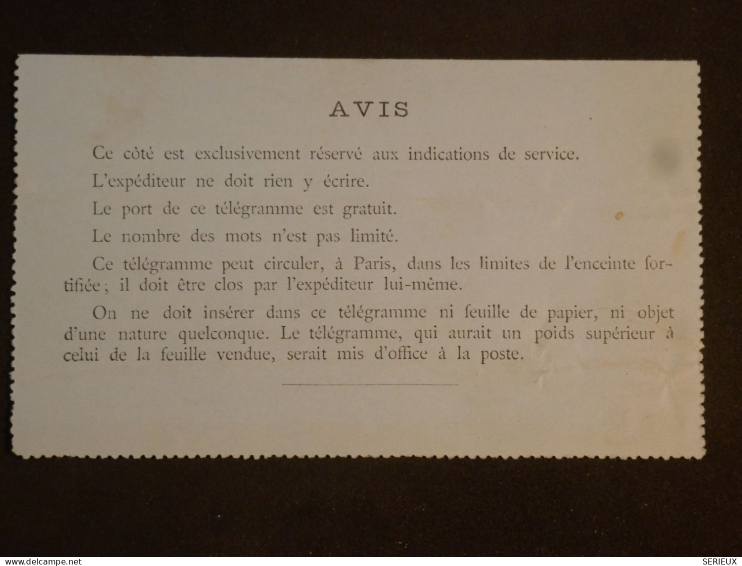 DI 12 FRANCE BELLE  LETTRE  TELEGRAMME   1890  A PARIS     + +++AFF. INTERESSANT+++ - Télégraphes Et Téléphones
