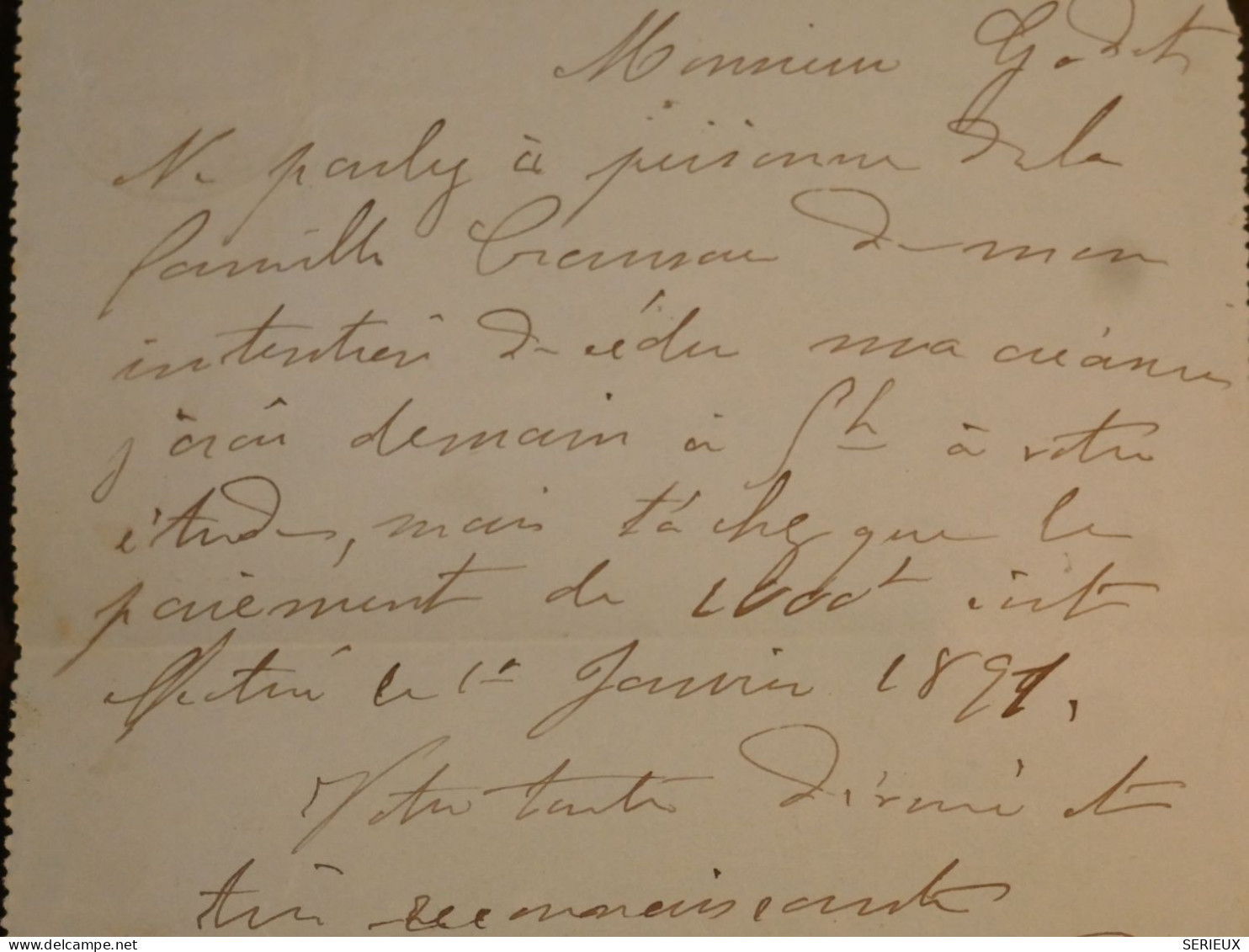 DI 12 FRANCE BELLE  LETTRE  TELEGRAMME   1890  A PARIS     + +++AFF. INTERESSANT+++ - Telegraaf-en Telefoonzegels