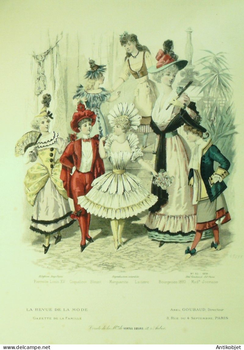 Gravure De Mode Revue De La Mode Gazette 1891 N°52 Travestissements (Costumes D'enfants) - Voor 1900