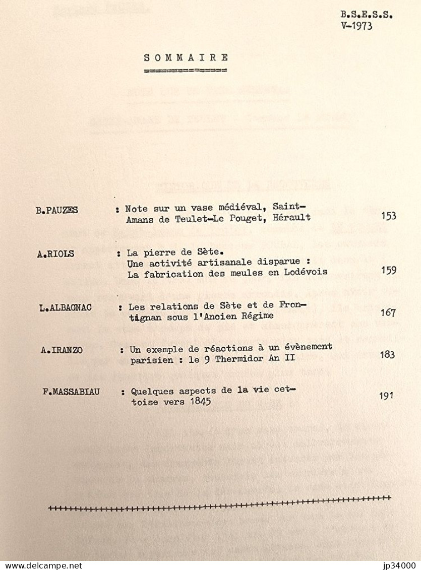 Bulletin De La Société D'études Scientifiques De Sete Et Sa Région - V - 1973 (régionalisme Languedoc) - Languedoc-Roussillon