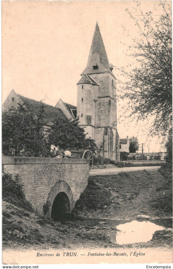 CPA Carte Postale France Trun Environs Fontaine Les Bassets L'église VM76965ok - Trun