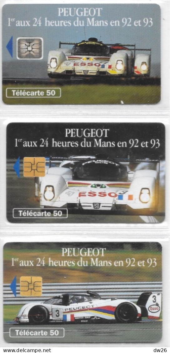 Sport Automobile - Peugeot 1er Aux 24 Heures Du Mans 92 Et 93 - Lot De 3 Télécartes 50 - Collection 1 - Deportes