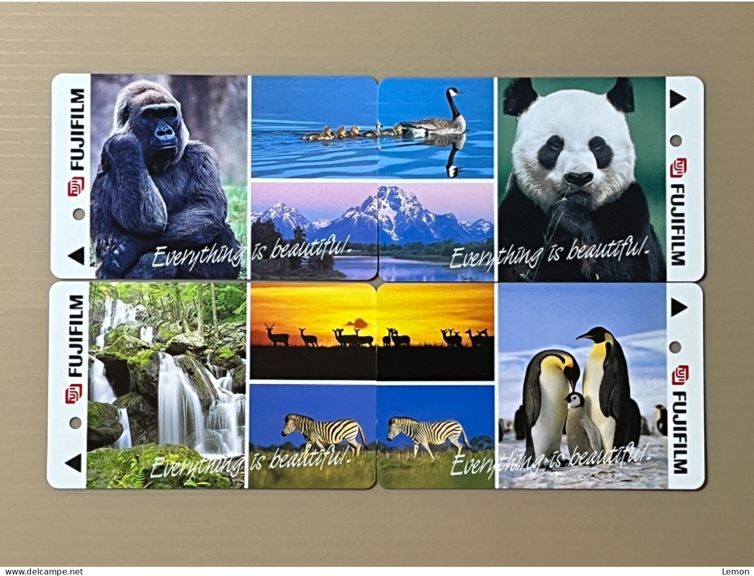 Mint Singapore Transitlink SMRT Metro Train Subway Ticket Card, Fujifilm Panda Gorilla Zebra Penguin,Set Of 4 Mint Cards - Singapour