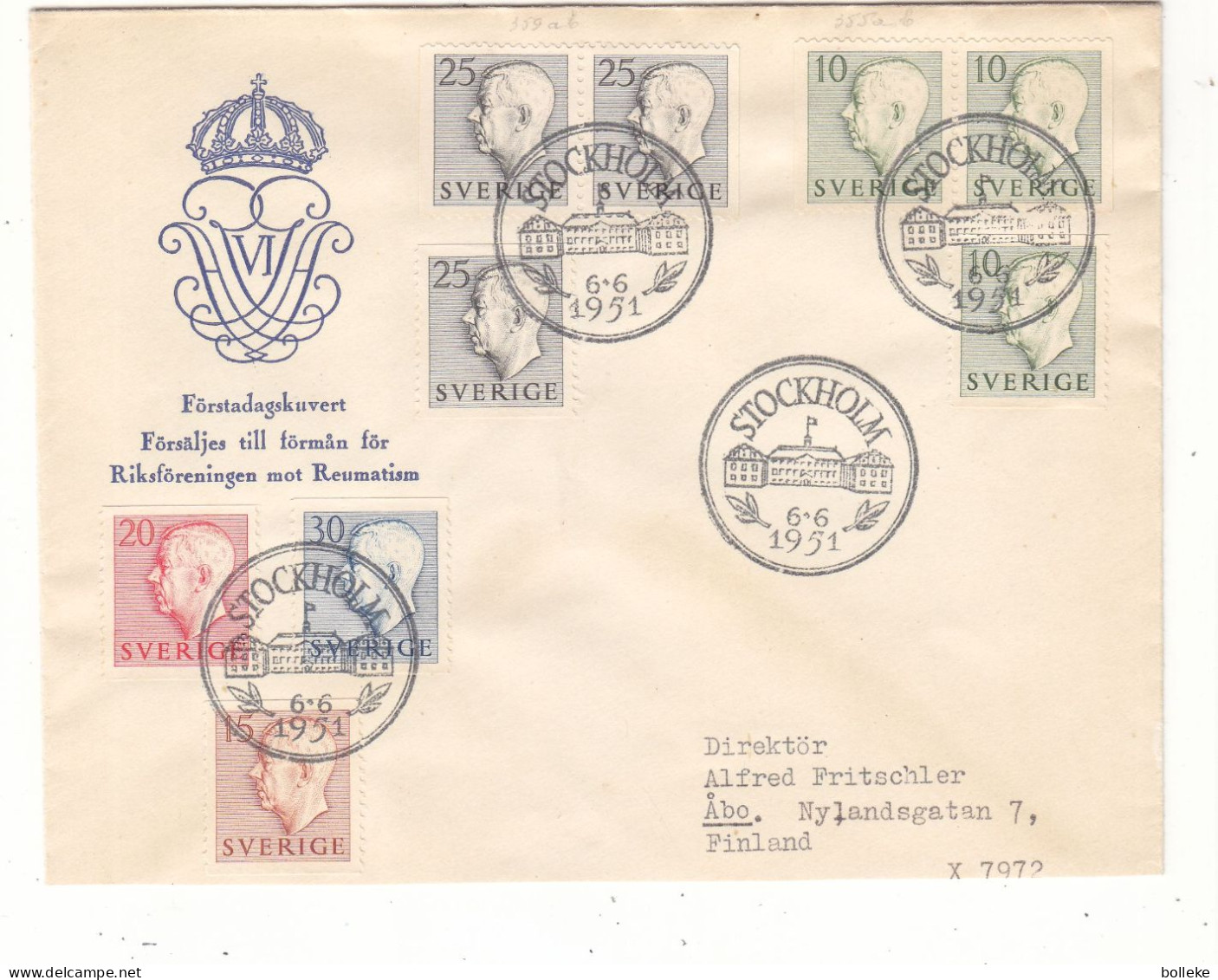 Suède - Lettre De 1951 - Oblit Stockholm - Cachet De Turku - - Covers & Documents