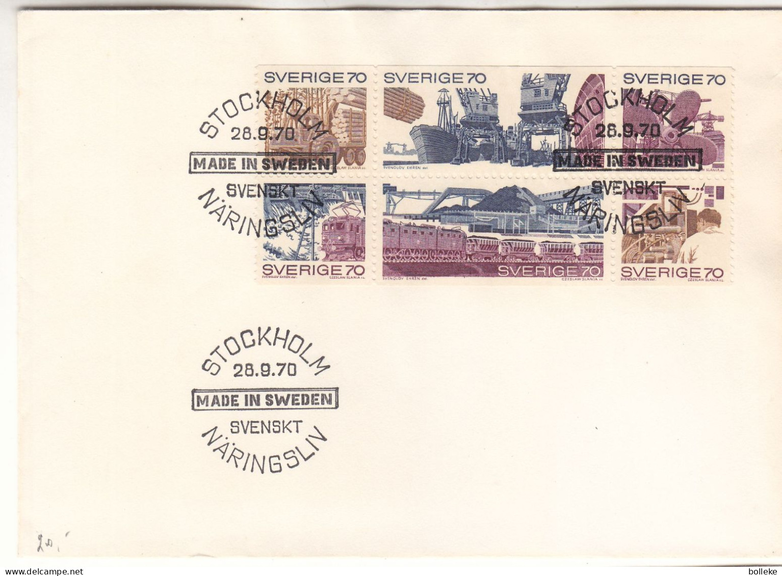 Suède - Lettre FDC De 1970 - Oblit Stockholm - Bateaux - Trains - Valeur 30 Euros - Brieven En Documenten