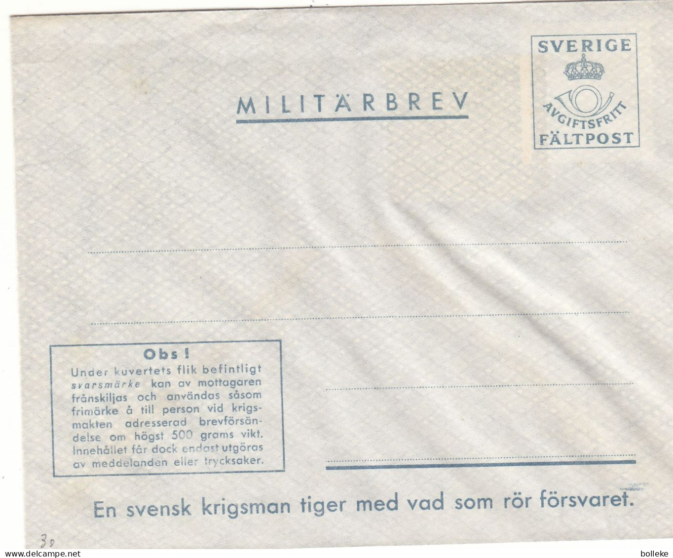 Suède - Lettre Militaire ° - GF - - Militaire Zegels