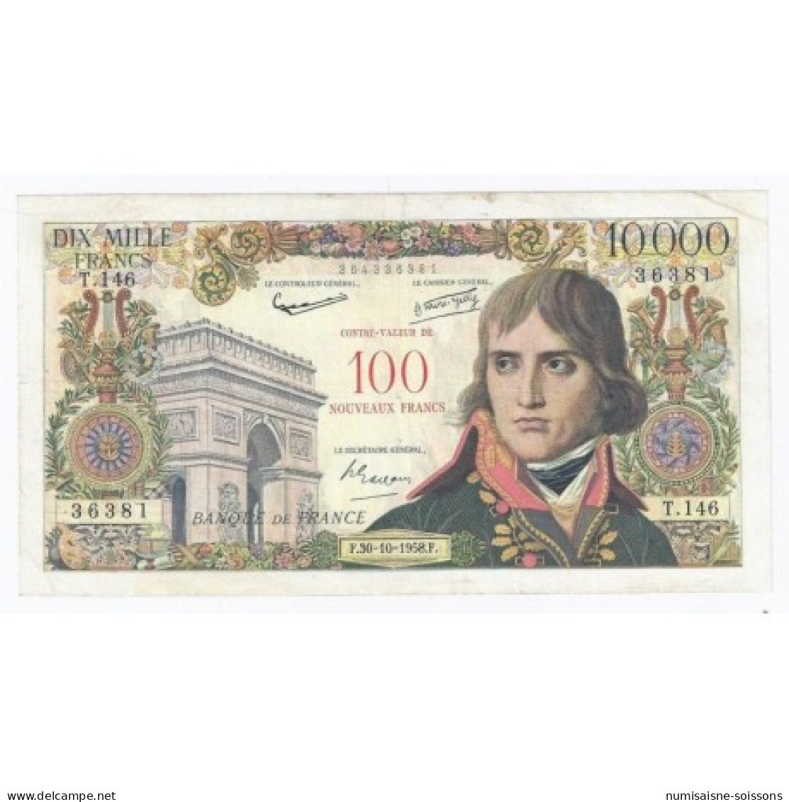 FAY 55/01 - 100 NF SUR 10000 FRANCS BONAPARTE - 30/10/1958 - TTB- - PICK 140 - 1955-1959 Opdruk ''Nouveaux Francs''