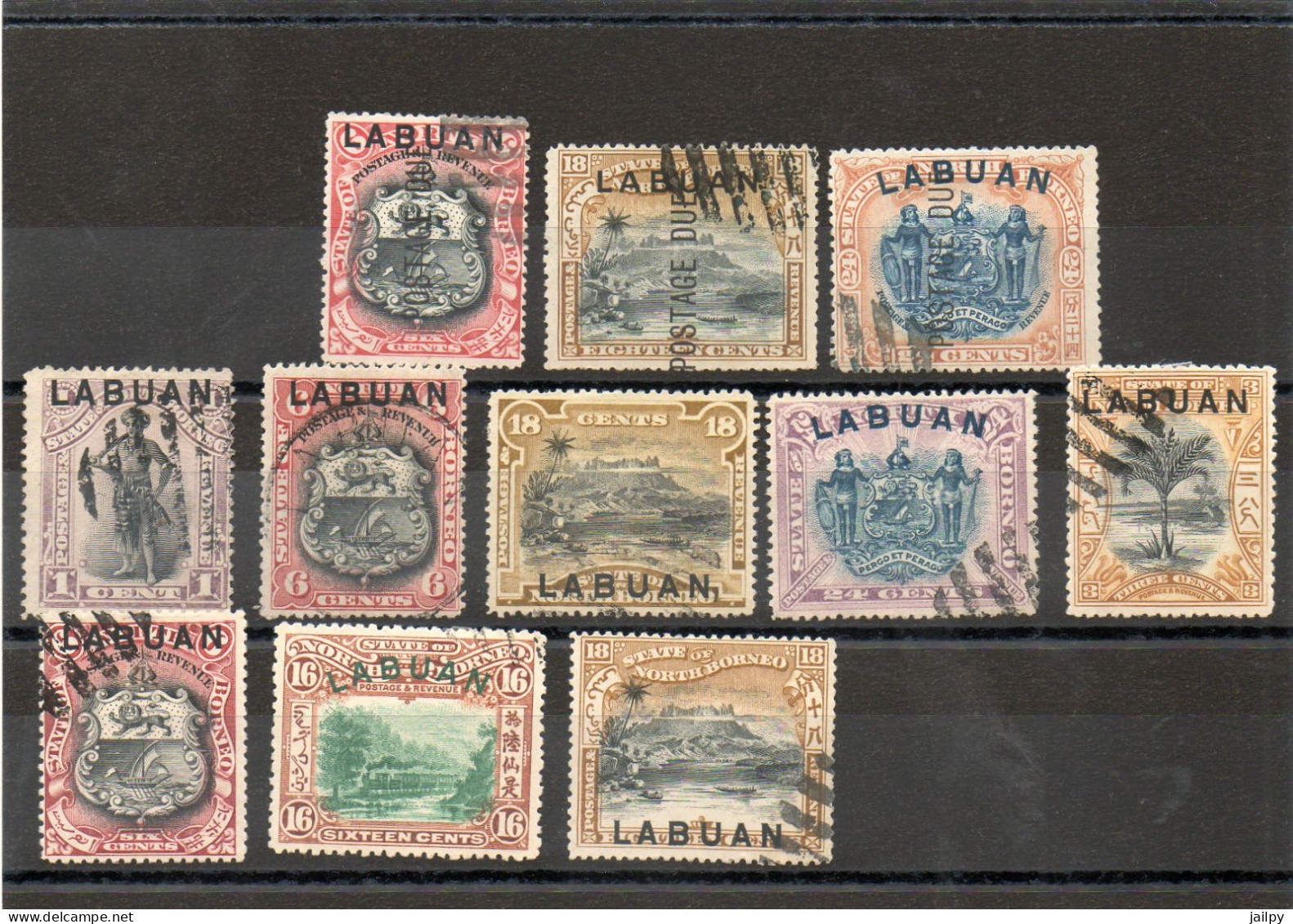 GRANDE BRETAGNE  MALAISIE  LABUAN  11 Timbres   Y&T: 5, 8, 9, 48, 52, 55, 56, 74, 79, 84 Et 105 Oblitérés - Sabah